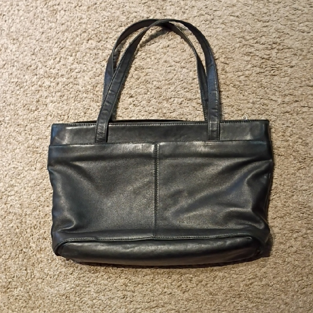 Chic Black Leather Tote Bag
